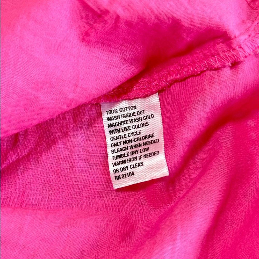 Crown & Ivy Hot Pink Eyelet Shift Dress Size 10P Cottagecore 3/4 Kentucky Derby - Picture 10 of 10